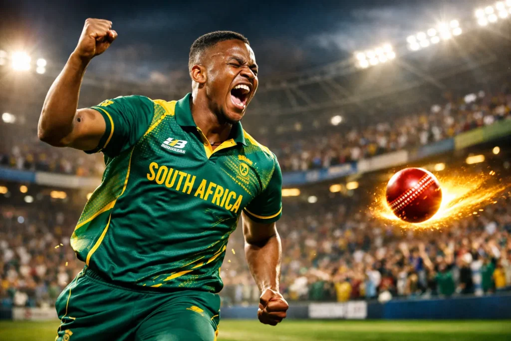 Nqobani Mokoena South Africa fast bowler debut celebration